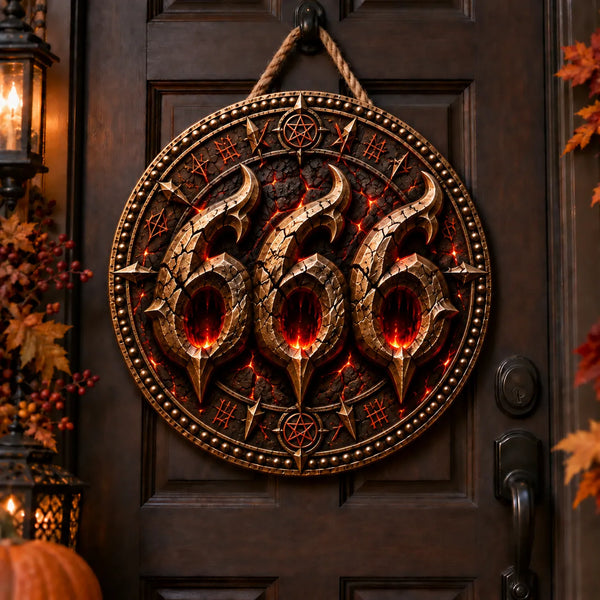 Round Wood Sign Halloween General